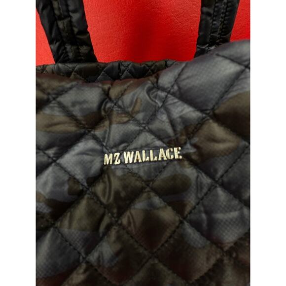 MZ Wallace Metro Blue Camo Travel Quilted Tote Bag With Matching Pouch Excellent - Picture 3 of 16